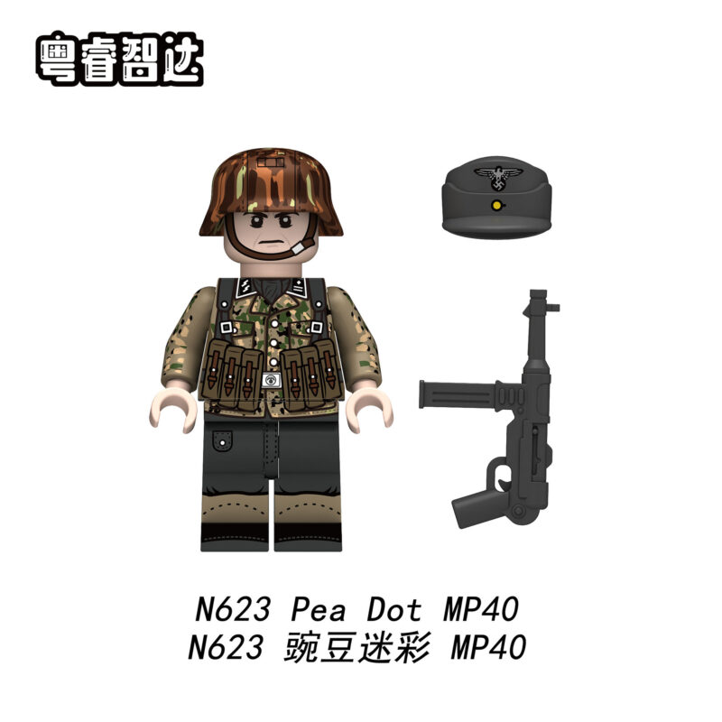Army Military Soldiers Pea Dot MP40 Minifiguren N623
